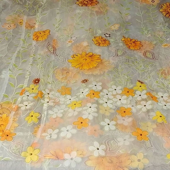 Retro Flower Sheer Curtains